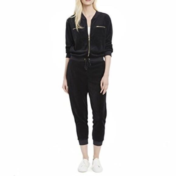 Juicy Couture - BLACK LABEL - SMALL WOMENS JUMP SUIT BLACK VELOUR - Picture 2 of 5